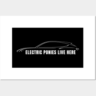 Electric Ponies Live Here Silhouette Posters and Art